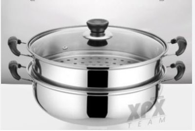 หม้อ 2 หู สแตนเลสฝาแก้ว+ซึ้ง 22 cm. L.24