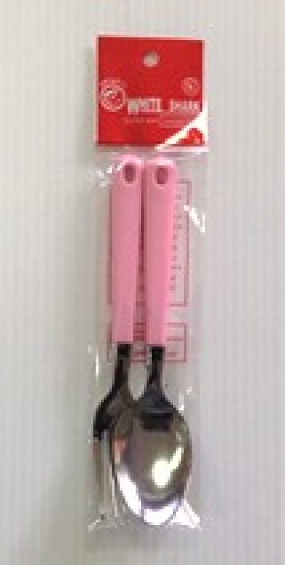 ชุดช้อนส้อมด้ามพลาสติก สีชมพูS800 12ชิ้น/แพ็ค ราคา20บาท