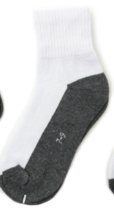 ถุงเท้านักเรียน ขาวเทา Size 7-9 แพ็ค 12 ชิ้น ราคา 20 บาท