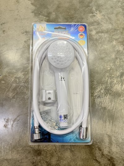 DS12105#ชุดฝักบัวอาบน้ำพร้อมสาย pvc สีขาว