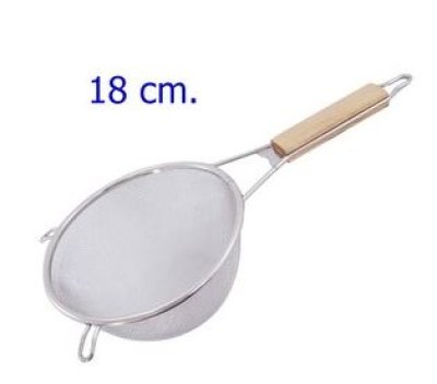 SJ418#กระชอนทรงลึกด้ามไม้ 18 ซม. 12ชิ้น/แพ็ค ราคา89บาท