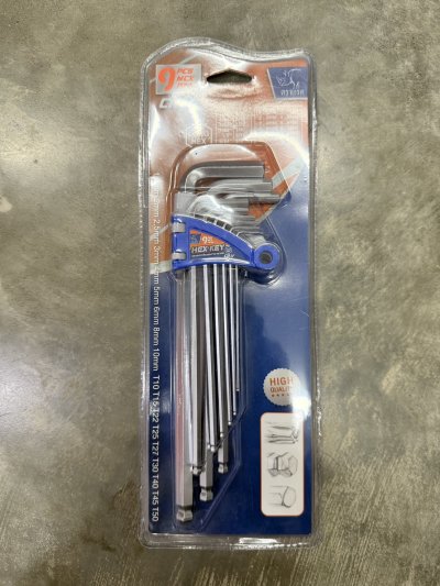 DS16019#ชุดหกเหลี่ยมหัวบอล 9 ตัว ขนาดยาว