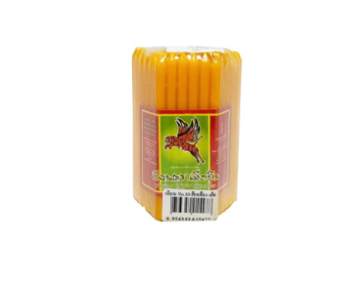 เทียนNO.10สีเหลืองเสือA 6ชิ้น/แพ็ค ราคา15บาท