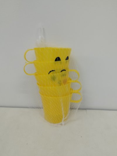 A037-166 แก้วน้ำมีหูหน้ายิ้ม4ใบ