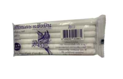 เทียนเสือบินยาวสีขาว 6*6 12ชิ้น/แพ็ค ราคา12บาท