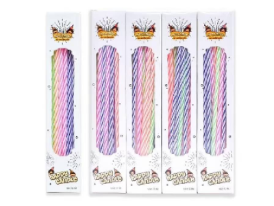 BD.22#เทียนวันเกิด ลายขาว 12ชิ้น/แพ็ค ราคา15บาท