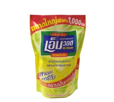น้ำยาล้างจานเอ็มวอช1,000มล. 12ชิ้น/แพ็ค ราคา25บาท