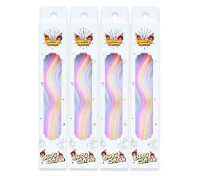 BD.16#เทียนวันเกิดเกลียวคลื่น คละสี 12ชิ้น/แพ็ค ราคา15บาท