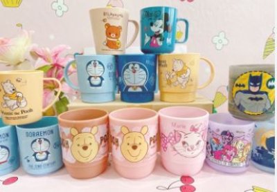 HY630-51#แก้วการ์ตูนมีหู คละแบบ 12ชิ้น/แพ็ค ราคา15บาท