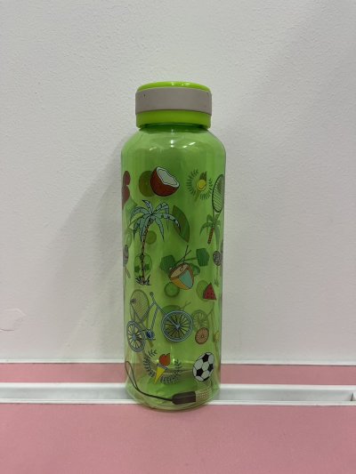 A037-169  กระบอกน้ำใสฝาสีพิมพ์ลาย 12ขิ้น/แพ็ค ราคา20บาท