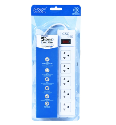 215-5M#ปลั๊กไฟ 1สวิตซ์ 5ช่อง