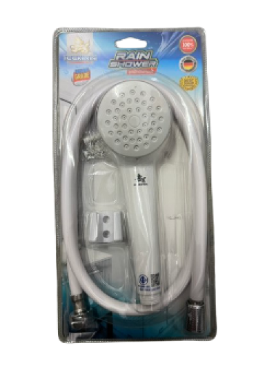DS12105#ชุดฝักบัวอาบน้ำพร้อมสาย pvc สีขาว