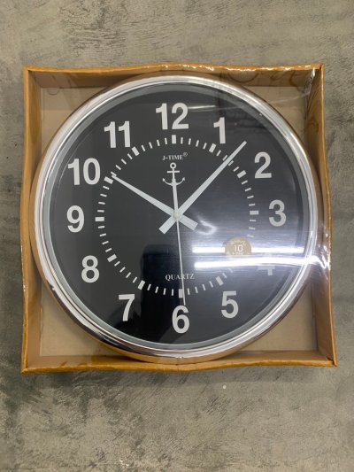 JW-1324 SB(A)#นาฬิกาแขวนผนัง ขอบเงินหน้าดำ
