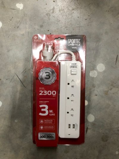 F5ST3-VS01-3121#ปลั๊กไฟ3ช่อง1สวิตซ์3เมตร2USB