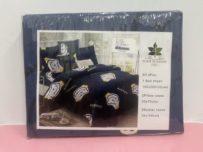 ผ้าปูที่นอนขนาด 6 ฟุต 5 ชิ้น พิมพ์ลาย./เอกสิทธิ์