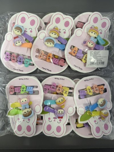 81715#เซ็ทกิ๊บ+ยางรัดผม 6Pcs 12ชิ้น/แพ็ค ราคา20บาท