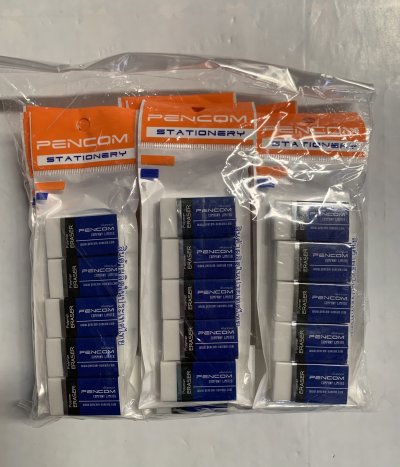 ยางลบก้อนสี่เหลี่ยม1*5 บรรจุ12ชิ้น/แพ็ค ราคา20/ชิ้น