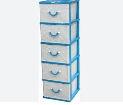 ตู้ลิ้นชัก 5 ชั้น มิราเคิลลายหวาย SL ฟ้า