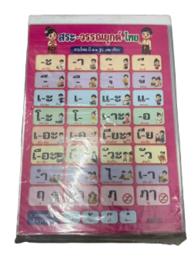 56841#โปสเตอร์สระ+ตัวเลข ประกบคู่ 12ชิ้น/แพ็ค ราคา20บาท