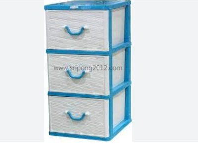 ตู้ลิ้นชัก 3 ชั้น มิราเคิลลายหวาย SL ฟ้า