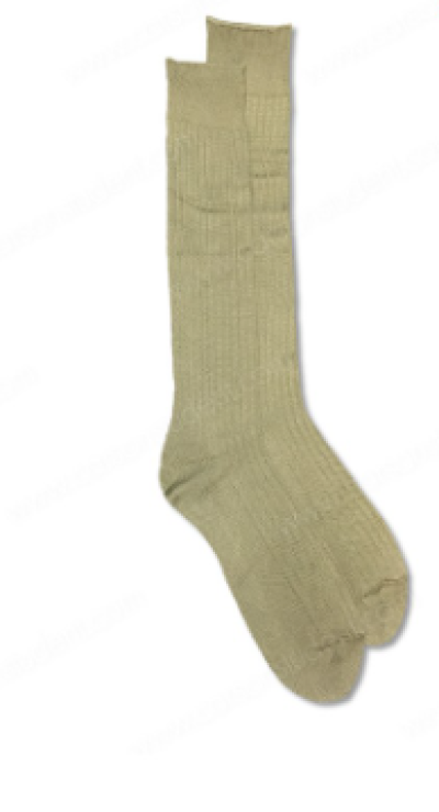 ถุงเท้าลูกเสือไหมพรมพับข้อDRกากี 7-13  A201