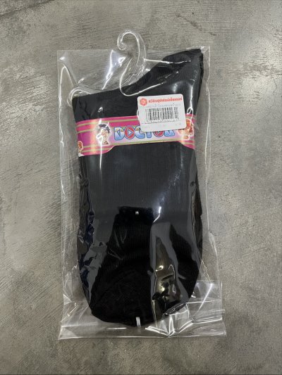 D55-ด#ถุงเท้าไหมพรมสปันแบบหนาดำล้วน 9-12 แพ็ค 12 ชิ้น ราคา 25 บาท