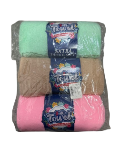 B-61001#ผ้าเช็ดตัวคละสี 70*140 CM. 12ชิ้น/แพ็ค ราคา45บาท
