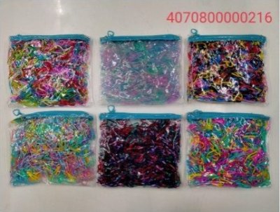 ยางรัดผมถุงซิปคละสีกลาง - M บรรจุ12ชิ้น/แพ็ค ราคา20บาท/ชิ้น