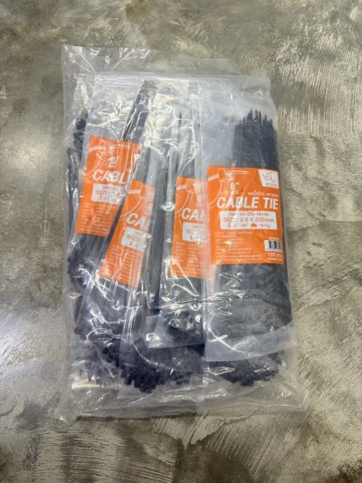 DS16145#เคเบิลไทน์ สีดำ 8 นิ้ว โหล/ 12ชิ้น ราคา 25 บาท