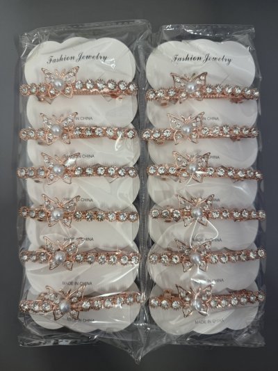 82607#กิ๊บหนีบผมติดเพชรแบบหนีบ 8 ซม. 12ชิ้น/แพ็ค ราคา 20บาท