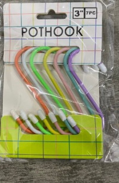 1247-28#ตะขอสี ตัวS 3" บรรจุ 12ชิ้น/แพ็ค ราคา 20บาท/ชิ้น