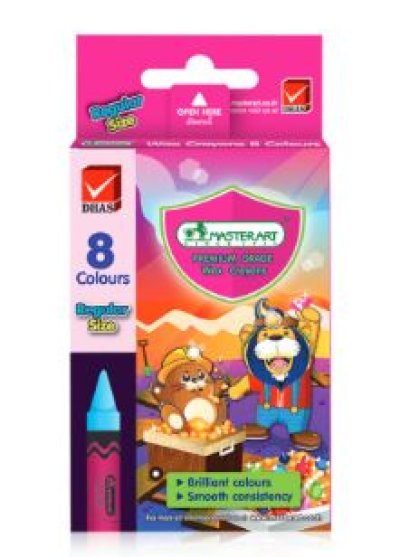 มาสเตอร์อาร์ตสีเทียน8สีขนาดกลาง บรรจุ12ชิ้น/แพ็ค ราคา10บาท/ชิ้น