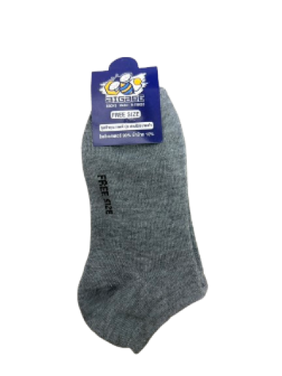 B-72002-C#ถุงเท้าข้อสั้นFreeSizeสีเทาอ่อน 12 ชิ้น/แพ็ค ราคา 10บาท