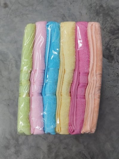 ผ้าขนหนู30*60 สีหวาน แพ็ค 6 ชิ้น ราคา 199 บาท