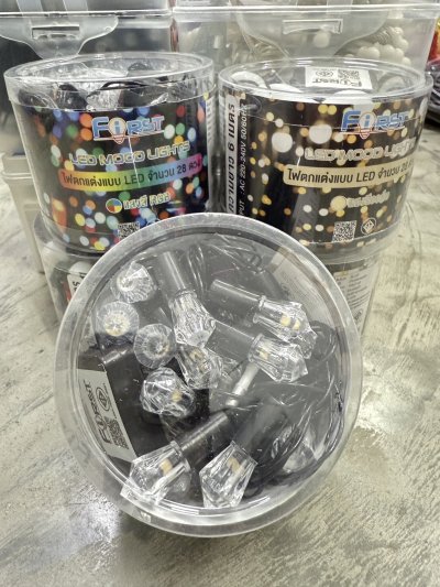 F-6005B#ไฟตกแต่งกล่องกลม เพชร28ดวง สีวอร์ม