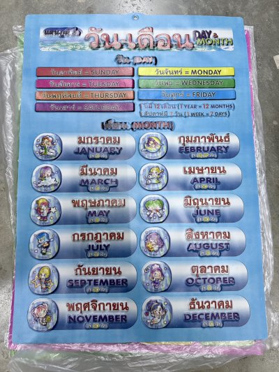 20052#โปสเตอร์ วัน-เดือน 12 ชิ้น / โหล ราคา 10 บาท