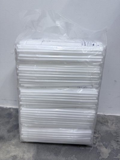 TAF8W20F#หลอดงอสีขาวห่อฟิล์ม 8มิล 250เส้น ตราช้าง