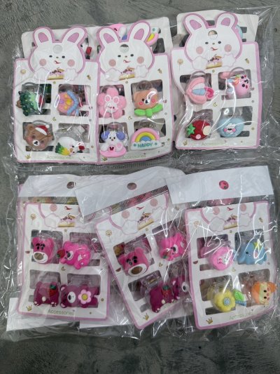 81713#เซ็ตกิ๊บยางรัดผมแผง 4 PCS.12ชิ้น/แพ็ค ราคา 20บาท