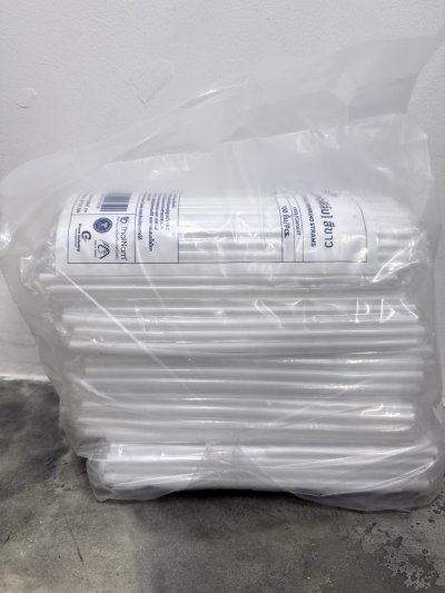 TAF8W50F#หลอดงอสีขาวห่อฟิล์ม 8มิล 100เส้น ตราช้าง 5 ชิ้น /แพ็ค   ราคา 16 บาท