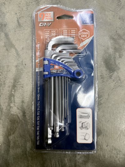 DS16018#ประแจLหกเหลี่ยม หัวบอล ชุด 9 ตัว (กลาง)