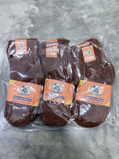 B-73003M#ถุงเท้านักเรียนสีน้ำตาล5-7  12 ชิ้น /แพ็ค ราคา 10 บาท