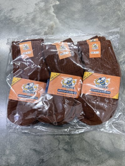 B-73003S#ถุงเท้านักเรียนสีน้ำตาล4-6  12 ชิ้น /แพ็ค ราคา 10 บาท