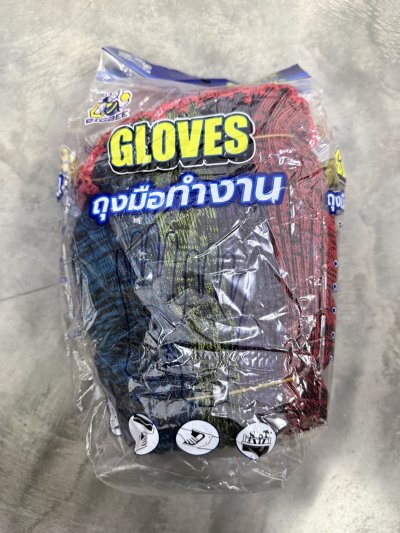 B-79343#ถุงมือผ้าคละสี แพ็ค 12คู่