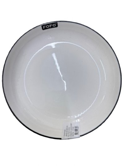 CW-A22-8#จานขาวลายริ้วขอบดำ 8นิ้ว