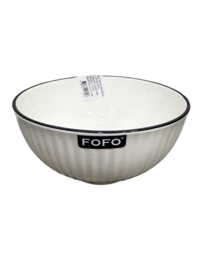 CW-A23-6#ชามขาวลายริ้วทรงญี่ปุ่นขอบดำ6นิ้ว