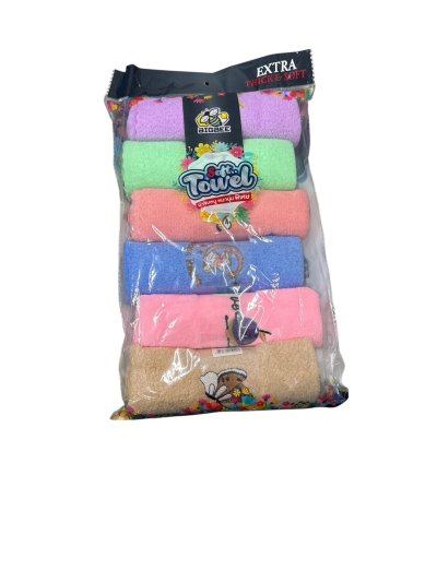 B-60015#ผ้าเช็ดหน้าลายปักคละสี 15*30  6ชิ้น /แพ็ค ราคา 15 บาท