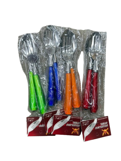 25246#ช้อนส้อม (ด้ามสี) 12ชิ้น /โหล ราคา 10 บาท