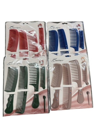 J2025-62#ชุดหวีแผง 1*4 สีเข้ม 12ชิ้น /โหล ราคา 20 บาท