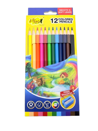 ดินสอสีไม้ 12สี+กบเหลา I-Paint
