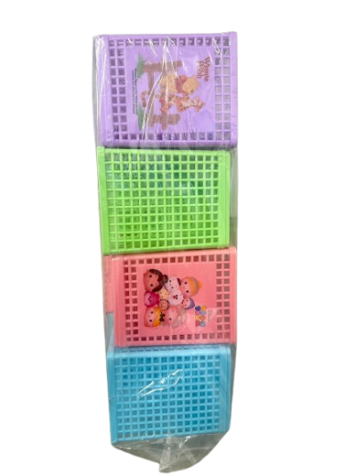 17034-1-7#ตะกร้าใส่ปากกา"เหลี่ยม"-คละลาย 12ชิ้น / โหล ราคา25บาท